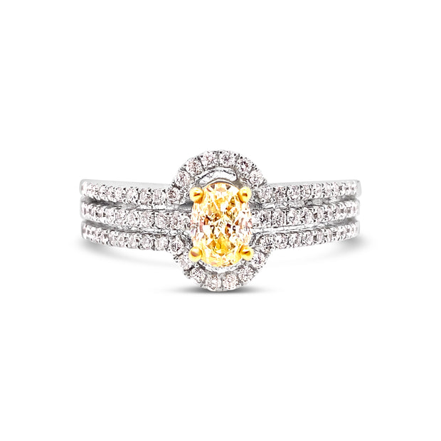 White/Yellow Gold Fancy Yellow Diamond Halo Ring