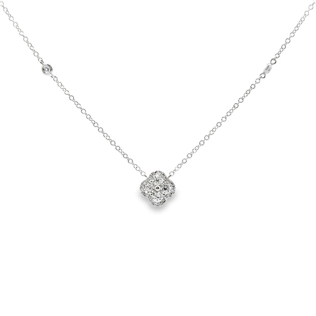 White Gold Diamond Clover Necklace