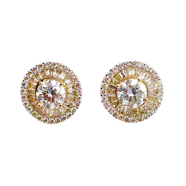 Yellow Gold Lab Grown Diamond Halo Stud Earrings