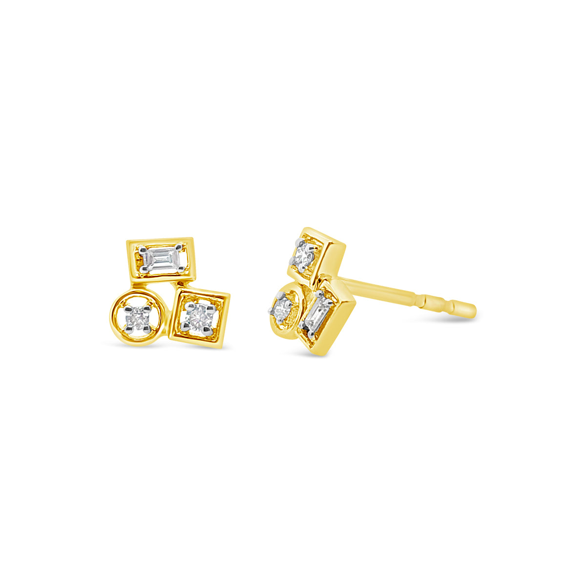 Yellow Gold Diamond Fashion Geometric Stud Earrings