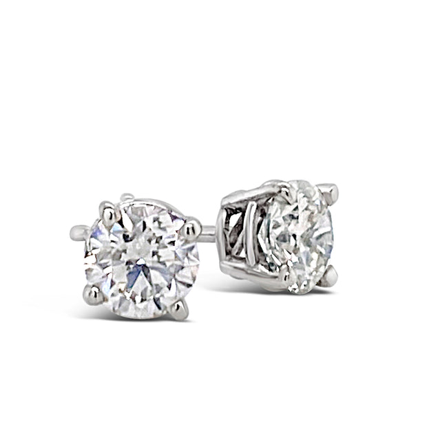 1.37 Cttw. White Gold Diamond Solitaire Earrings