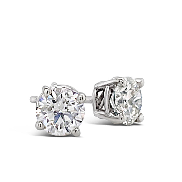 1.82 Cttw. White Gold Diamond Solitaire Earrings