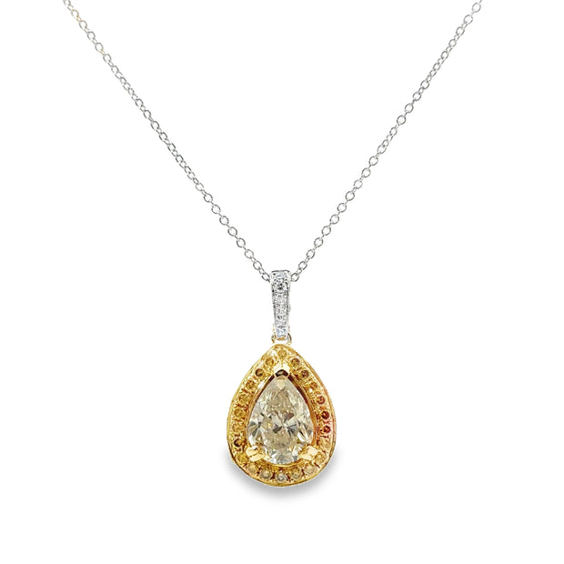 White and Yellow Gold Fancy Yellow Diamond Pendant