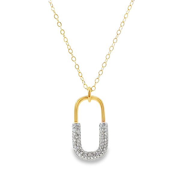 Yellow Gold Pave Diamond Lock Pendant